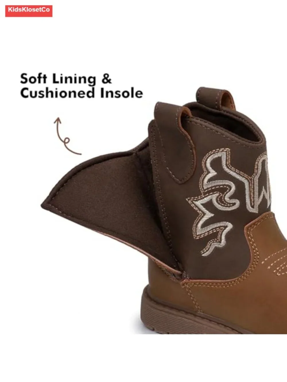 Toddler Cowboy Boots with Hook & Loop Closure, Round Toe, Western Style